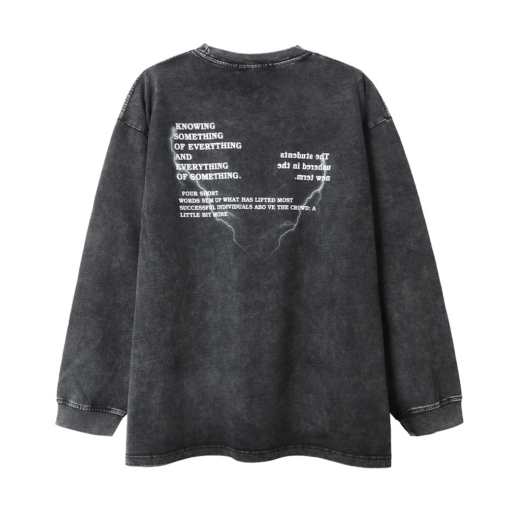 Dark Character Printed Long Sleeve Loose Round Neck