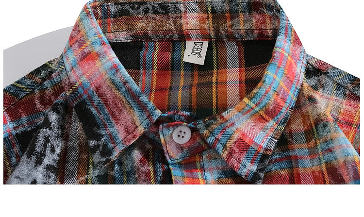 Men's And Women's Fashion Casual Tie-dyed Plaid Shirt