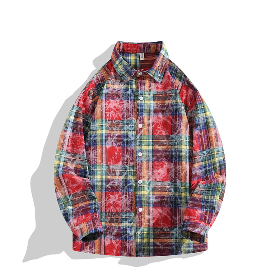 Men's And Women's Fashion Casual Tie-dyed Plaid Shirt