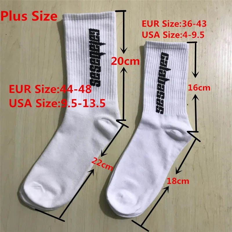 3 Pairs/Box Fashion Calabasas Socks 500 Style Kanye West Tide Street Hip-Hop Match Tidal Youth Socks Men Women Plus Size Socks