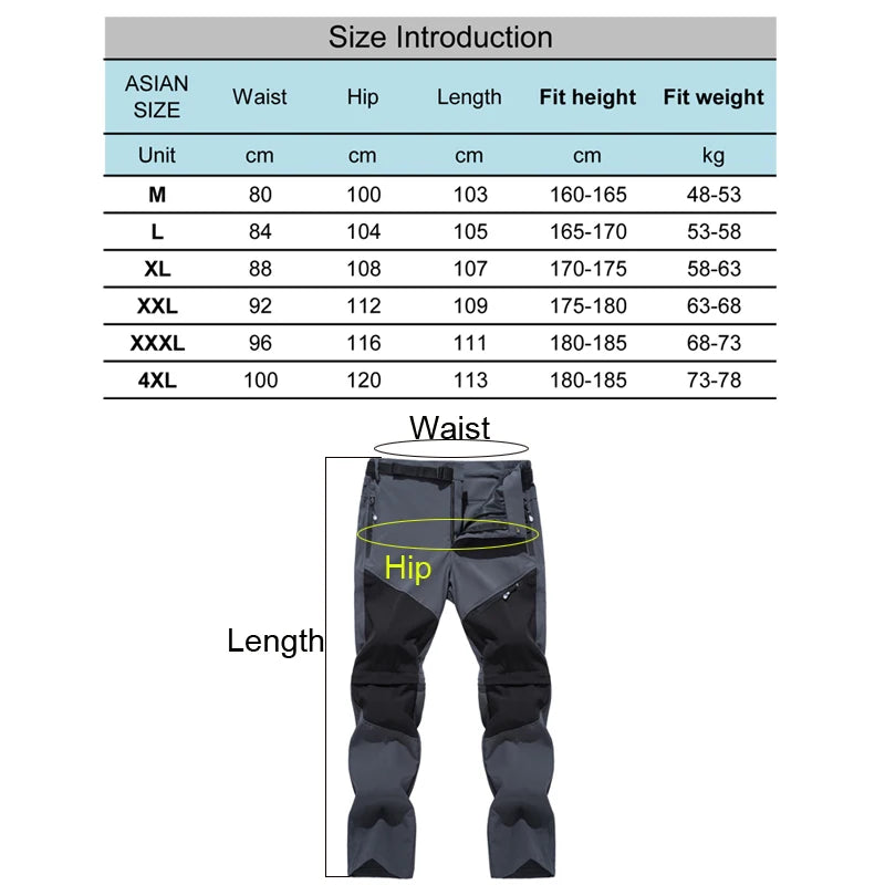 TRVLWEGO Men Hiking Stretch Pants Detachable Quick Dry Lightweight Zip Off Outdoor Hiking Camping Safari Work Cargo Pants