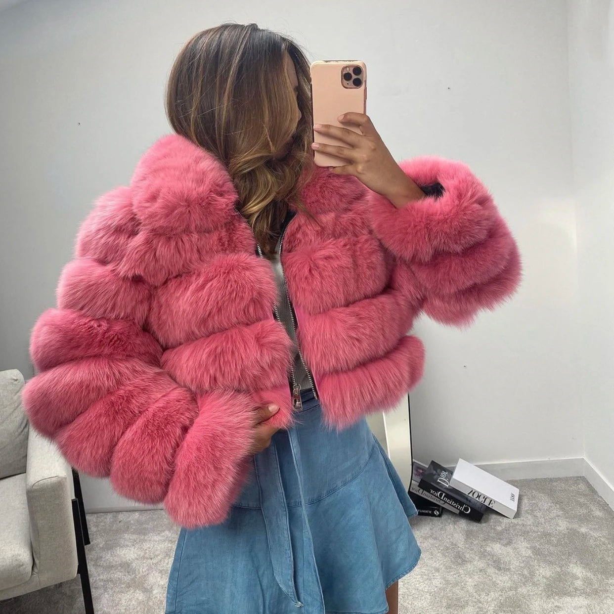 Casual White Black Fluffy Fall Winter Faux Fur Coat Women Jacket Long Sleeve Cropped Puffer Fur Jacket for Women Outwear