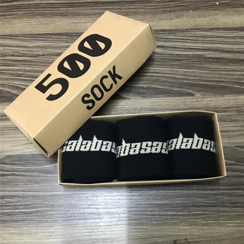 3 Pairs/Box Fashion Calabasas Socks 500 Style Kanye West Tide Street Hip-Hop Match Tidal Youth Socks Men Women Plus Size Socks