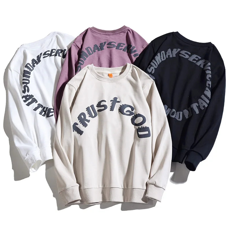 High Street Fashion Streetwear Men kanye West Retro Crewneck Sweatshirts Hip Hop Oversized Tracksuit Men Women Couple Clothes