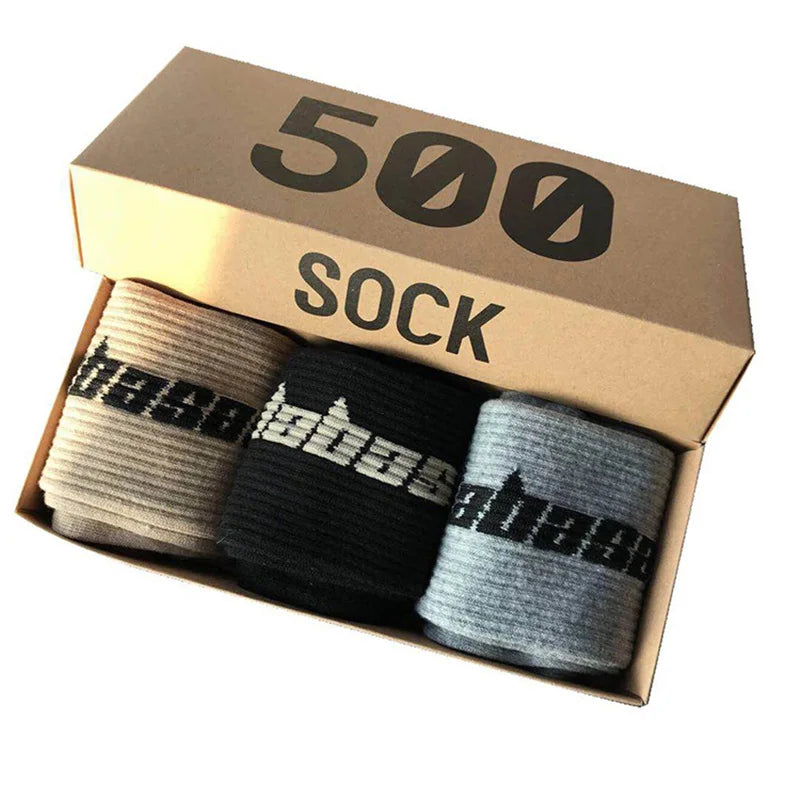 3 Pairs/Box Fashion Calabasas Socks 500 Style Kanye West Tide Street Hip-Hop Match Tidal Youth Socks Men Women Plus Size Socks