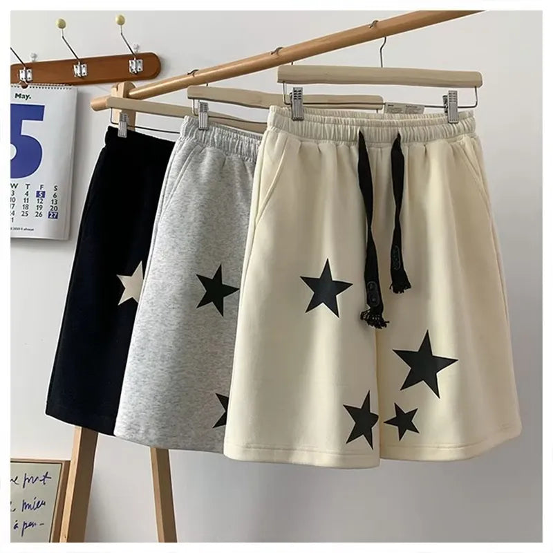 2023 Hip Hop Shorts Summer Loose Shorts Men Five-pointed Star Print Harajuku Sweatshorts Streetwear Man Fashion Short Pants