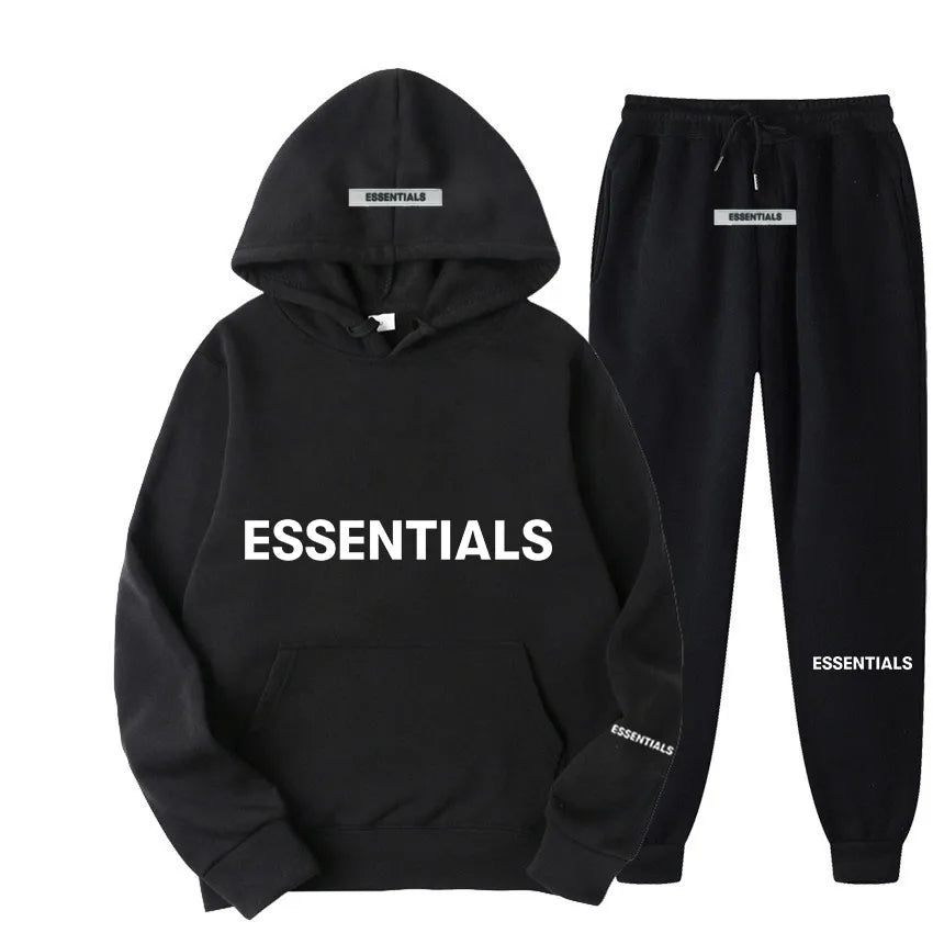 ESSENTIALS HOODIE SET Men's and Women's Sweatshirt Reflective Letter Printing Brushed Super Dalian Hoodie Fashion Hip Hop Street