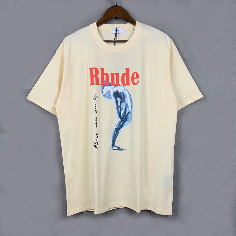 Oversize Rhude Torment Portrait T Shirt Men Women Hip Hop Streetwear Tops Summer