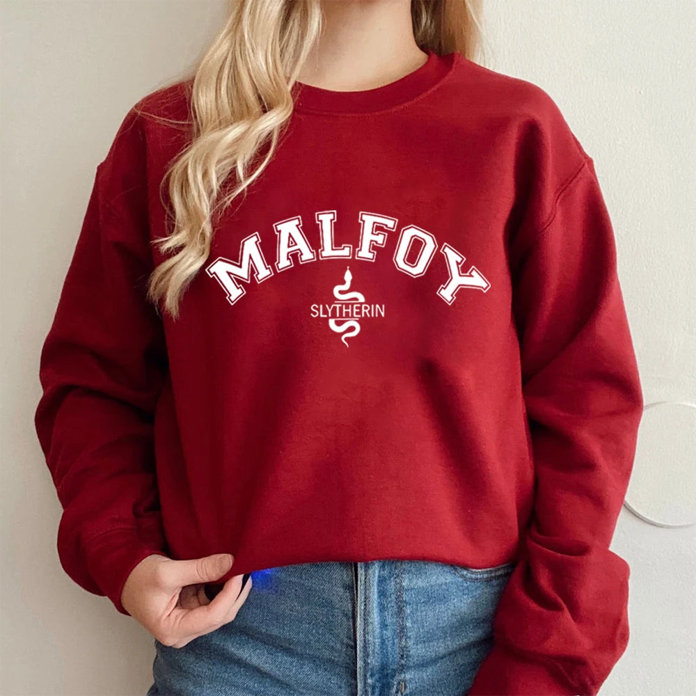 Malfoy Sweatshirt House Sweatshirts Dark Academia Crewneck College Sweatshirt Unisex Long Sleeve Pullover Autumn Winter Hoodies