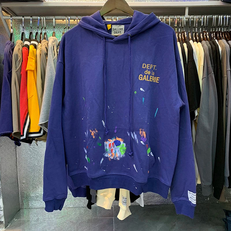 American Fashion Brand DEPT Upper Body Hand-painted Hoodie High Street Men Women 1:1 Hip-hop Cotton Terry Pullover