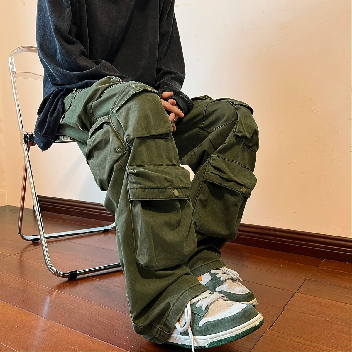 Y2K Women Streetwear Techwear Cargo Harajuku Straight Pocket Pants Men Sweatpants Wide Leg Joggers Overalls Trousers Clothes