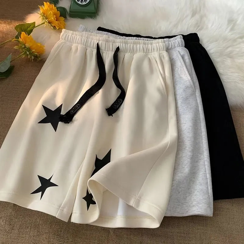 2023 Hip Hop Shorts Summer Loose Shorts Men Five-pointed Star Print Harajuku Sweatshorts Streetwear Man Fashion Short Pants