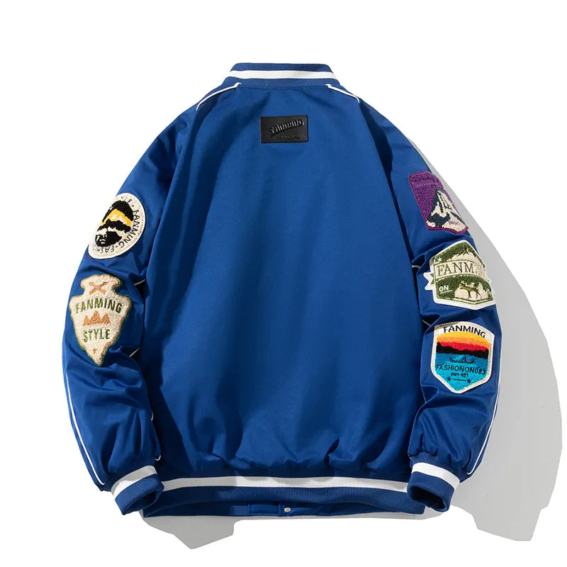 Winter Varsity Jacket Men Women Letter Badge American Baseball Jacket Street Fashion Hip Hop Coat Youth Couple Clothes Blue Red