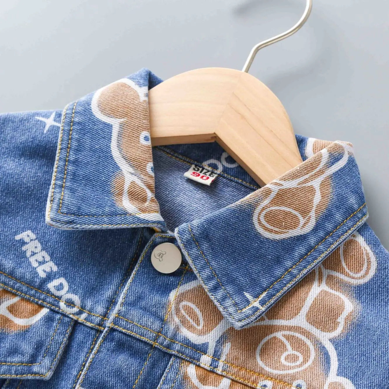 2022 Spring Summer Autumn Girls Fashion thin bear demin Jacket Baby Kids Children Sweet jean clothes Coat 2-10 years