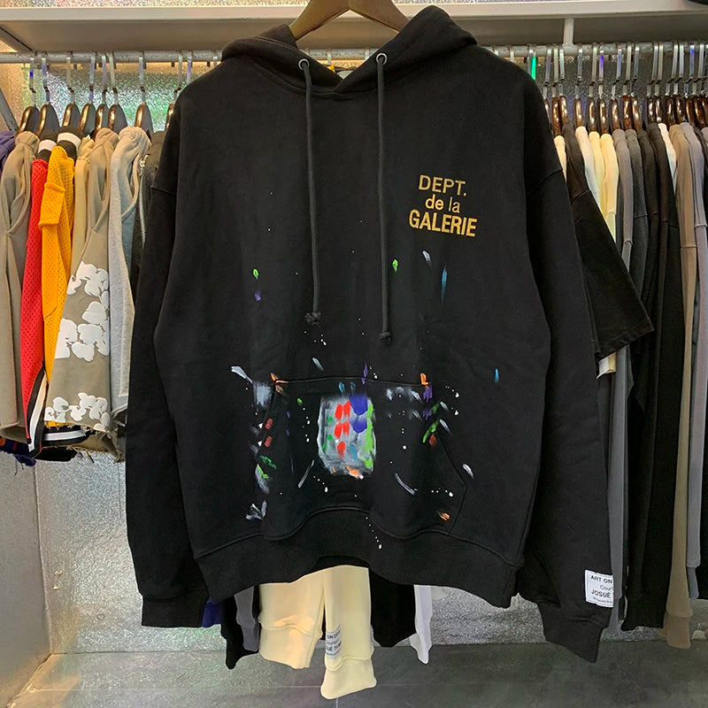 American Fashion Brand DEPT Upper Body Hand-painted Hoodie High Street Men Women 1:1 Hip-hop Cotton Terry Pullover