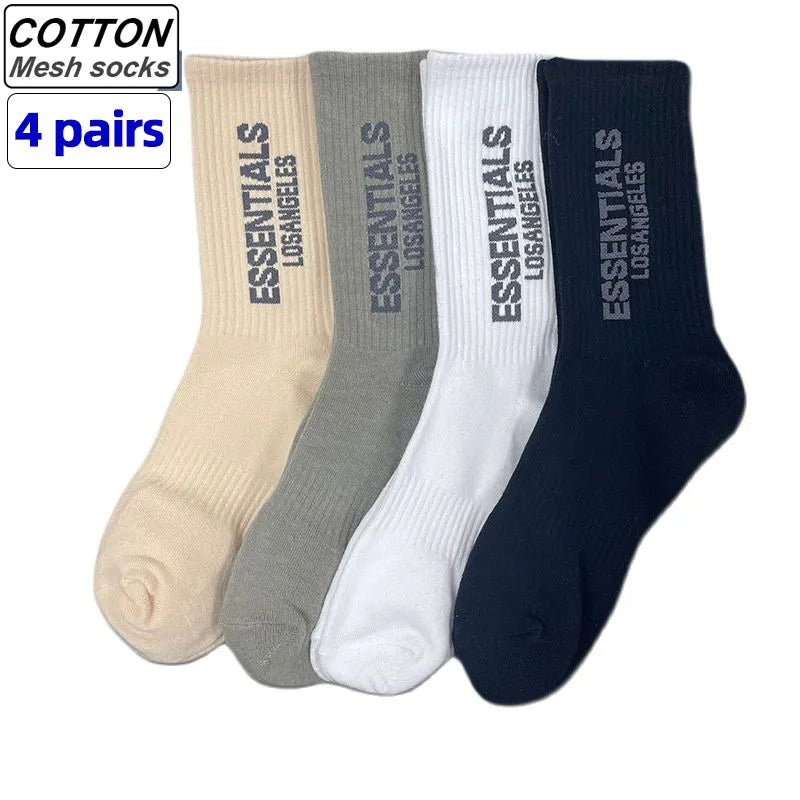 essentials Socks Men Sports Breathable Socks Long Tube Cotton Socks Skateboard Casual Men and Women Couples Fashion Hip-hop