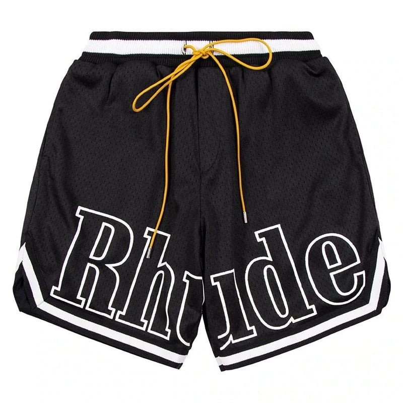 Men Women Casual Mesh Track Breathable 2022ss RHUDE Elastic Waist Drawstring Shorts