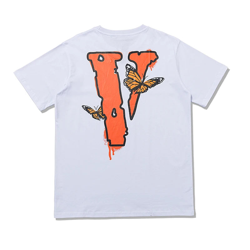 VLONE Men T Shirt 100% Cotton Original Brand Streetwear Women's T-shirt USA Summer Short Sleeve Harajuku Hip Hop Tshirt Butterfl