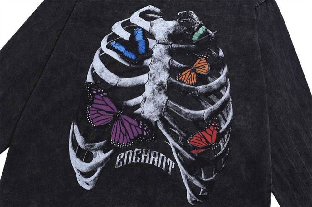 Butterfly Bone Print T-shirt For Men