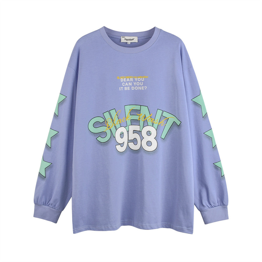 Letter Printed Long-sleeved T-shirt Round Neck Bottoming Shirt