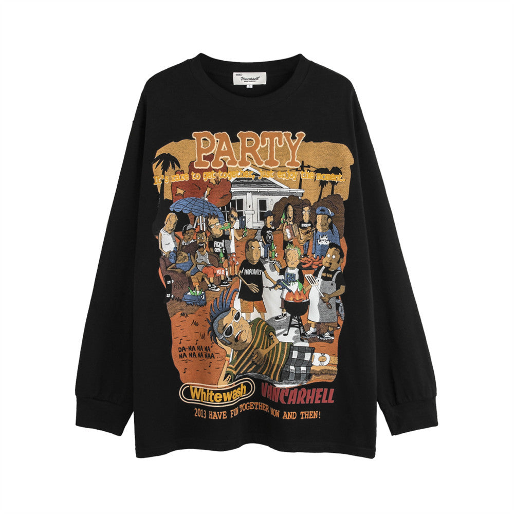 Cartoon Anime Print Long Sleeve T-shirt