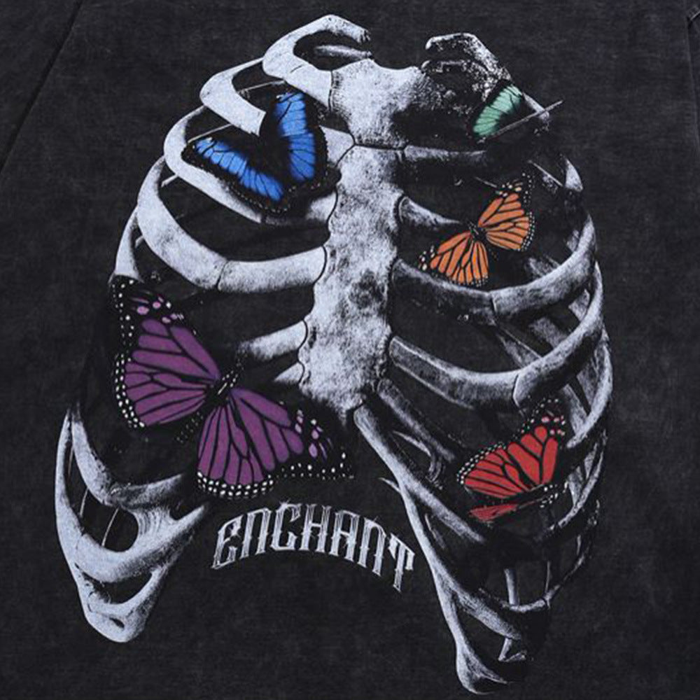 Butterfly Bone Print T-shirt For Men