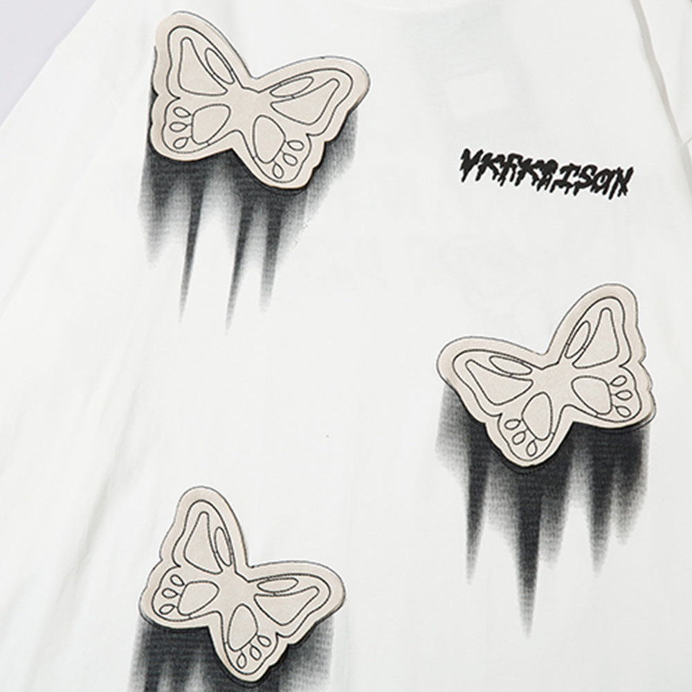 Men's Fashion Special-interest Butterfly Patch Decoration Cotton T-shirt