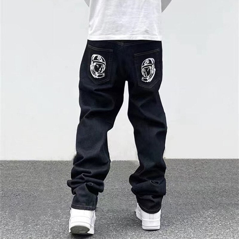 Dog Print Black Streetwear Jeans