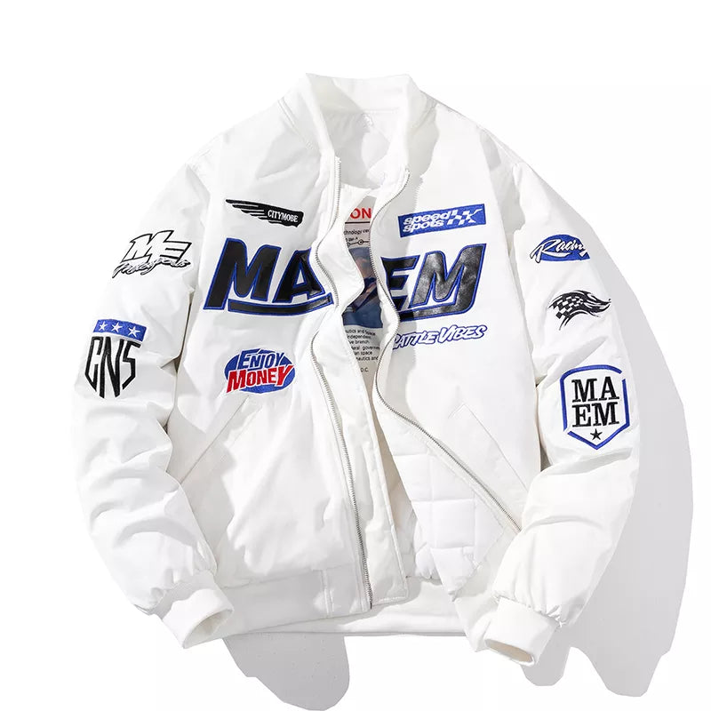 Winter Embroidery Baseball Jacket Men Women Letter Varsity Jacket Men Hip Hop Hooded Parka Coats Badge Fashion Couple Streetwear