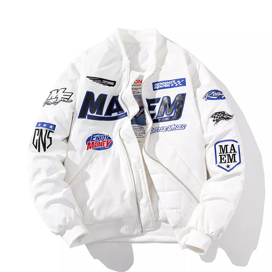 Winter Embroidery Baseball Jacket Men Women Letter Varsity Jacket Men Hip Hop Hooded Parka Coats Badge Fashion Couple Streetwear