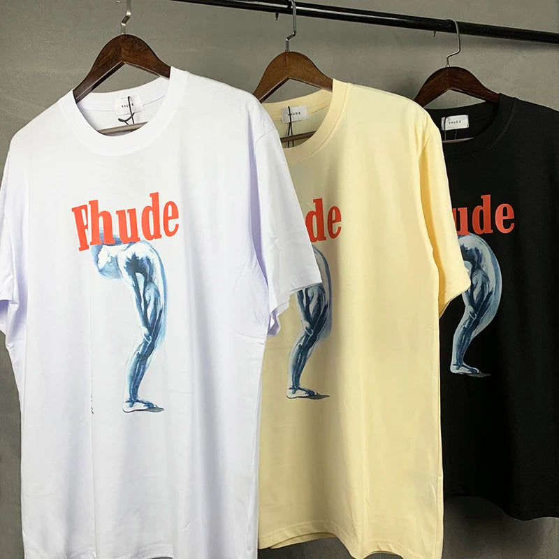 Oversize Rhude Torment Portrait T Shirt Men Women Hip Hop Streetwear Tops Summer