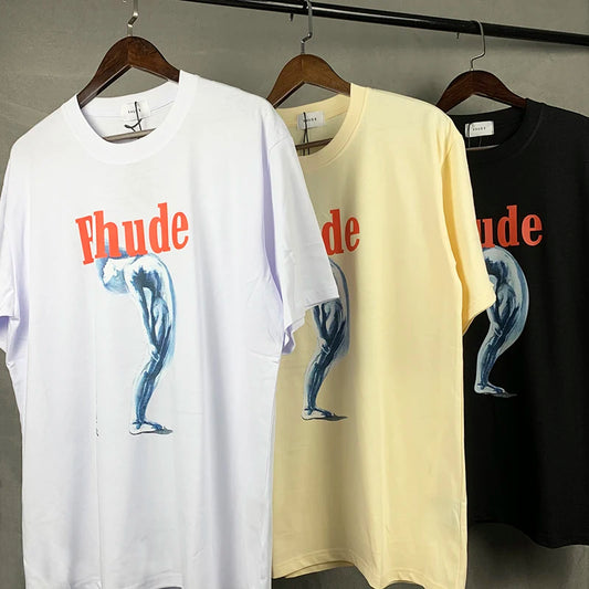 Oversize Rhude Torment Portrait T Shirt Men Women Hip Hop Streetwear Tops Summer