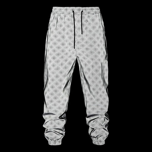 Mens Plaid Reflective Pants Casual Night Jogger Hip Hop Fluorescent Dance Party Sweatpants Festival Rave Night Sport Trousers