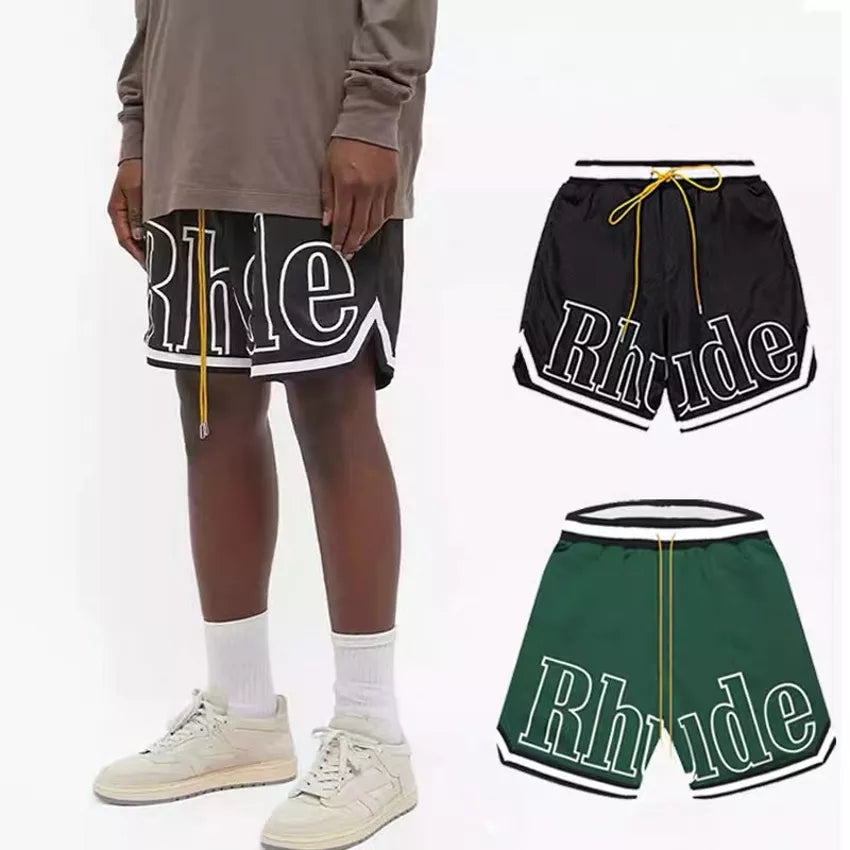 Men Women Casual Mesh Track Breathable 2022ss RHUDE Elastic Waist Drawstring Shorts